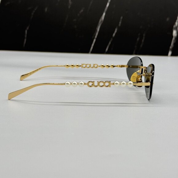NEW GUCCI SUNGLASSES GOLD WOMEN OVAL EYEWEAR GUCCI GG1922S 001 - Picture 8 of 13